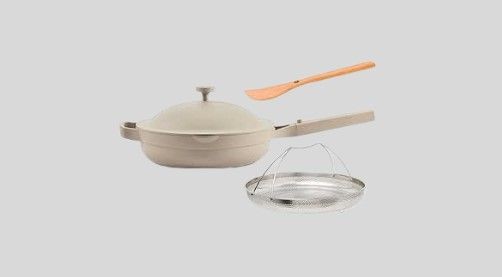 Our Place Always Pan 2.0-10.5-Inch Nonstick, Nontoxic Ceramic Cookware | Versatile Frying Pan, Skillet, Saute Pan | Stainless Steel Handle, Oven Safe, Lightweight, Aluminum Body, Steam