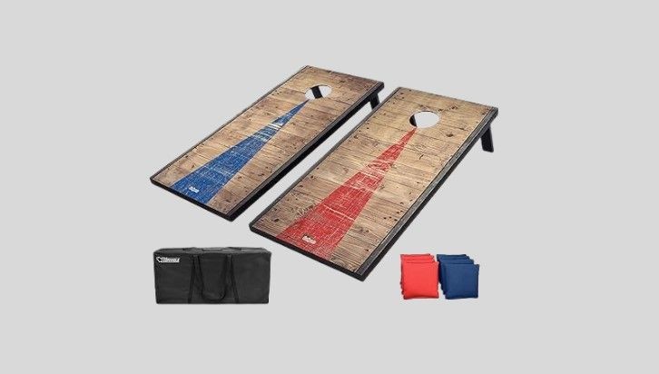 GoSports Classic Cornhole Set – Includes 8 Bean Bags, Travel Case and Game Rules (Choice of style), game, cottage, summer fun