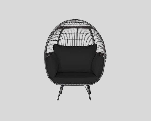 Giantex Oversized Wicker Egg Chair, Outdoor & Indoor Hammock Chair with Thick Cushions, 2-Person PE Rattan Lounge Chair Swing Chair for Patio, Backyard,Porch, 450 LBS Weight Capacity Black, patio, chair, spring, summer, gift, egg chair, 