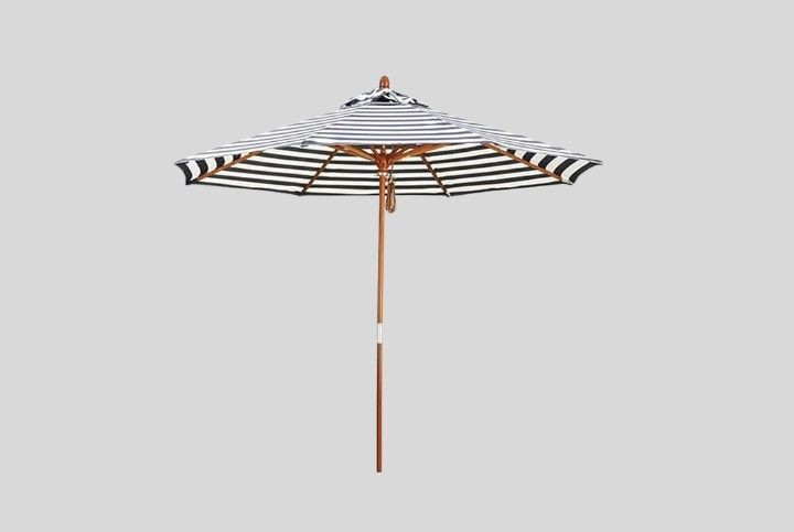 9ft/270cm Large Beach Umbrella Outdoor Parasol Black and White Striped, Round Wooden Foldable Garden Umbrella, for Lawn/Pool Side, 8 Ribs (Without Base), summer, spring, patio, gift, patio find, amazon