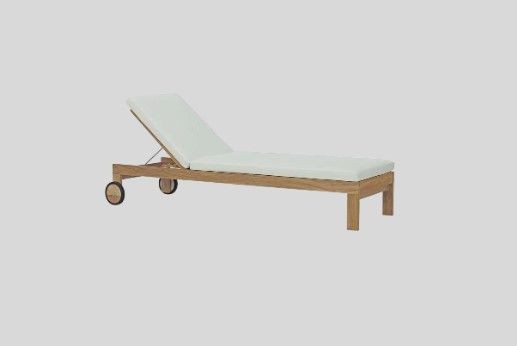 Modway EEI-2711-NAT-WHI Upland Outdoor Patio Teak Chaise, Spring, Teak, Lounger, Lounge Chair, Gift, Patio, Pool, Furniture