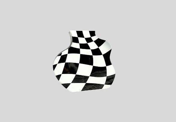 BUICCE Modern Black and White Checkered Ceramic Flower Vase, Cute Small Decotive Vase for Centerpieces Farmhouse Home Minimalist Decor.