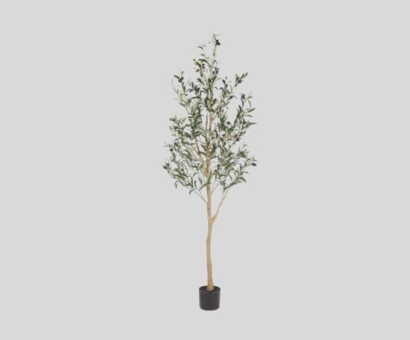 Realead 6ft Artificial Olive Tree, Tall Faux Olive Tree Plants, Fake Potted Olive Silk Tree with Branches and Fruits, Artificial Trees for Modern Home Office Living Room Floor Decor Indoor (72in)