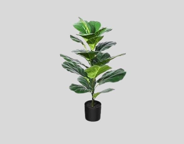 CROSOFMI Artificial Fiddle Leaf Fig Tree 3Feet Fake Ficus Lyrata Plant with 28 Leaves Faux Plants in Pot for Indoor Outdoor House Home Office Garden Modern Decoration Perfect Housewarming Gift