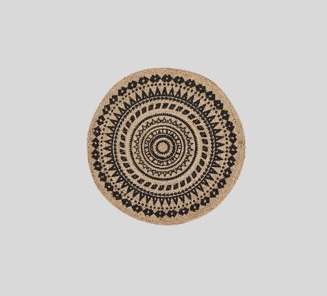 Safavieh Natural Fiber Collection NF802K Hand-Woven Black and Natural Jute Round Area Rug (3' in Diameter)